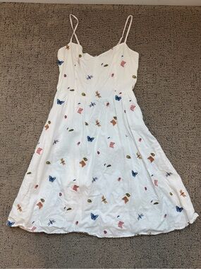 Reformation White Butterfly & Floral Spaghetti Strap Dress Size 8